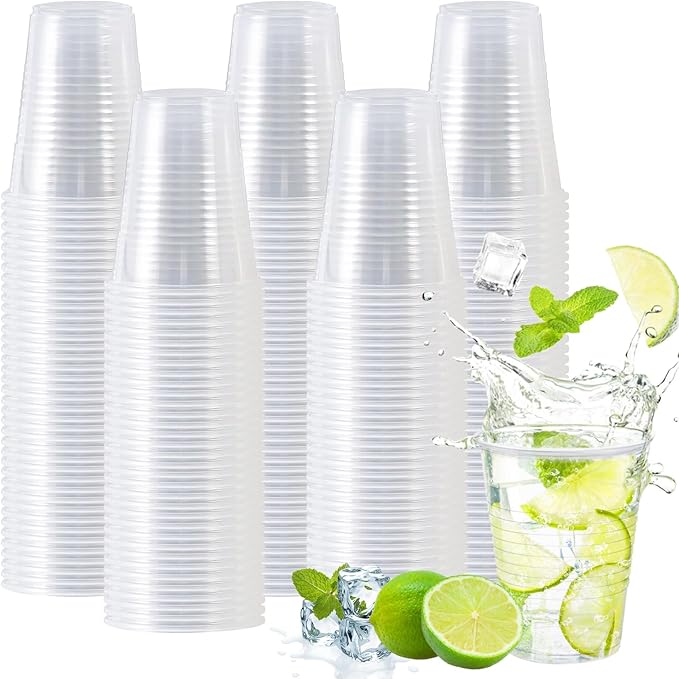 12 oz Plastic Cups 300 Pack, Clear Plastic Cups Cold Party Drinking Cups, Plastic Clear Cups for Party, Wedding, Graduation, Travel, Holiday, Events, Birthday