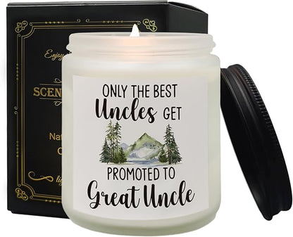 QASHWEY Great Uncle Gifts Candle, Pregnancy Announcement Candles Gifts for Great Uncle, Uncles Gifts Soy Aromatherapy Candle, Promoted to Great Uncle Lavender Fragrance Candles for Home Scented