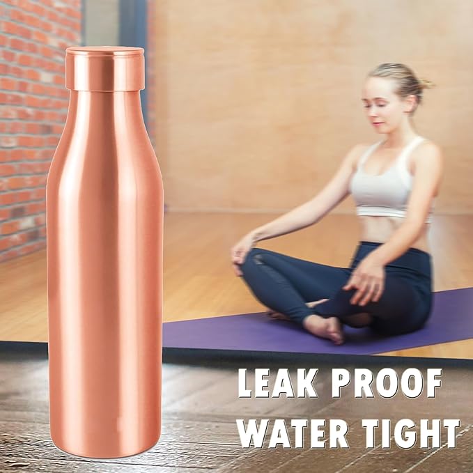 ZIG ZAG Pure Copper Water Bottle For Drinking More Water Yoga, Gym, Office, travel etc Rustproof & Leakproof Premium Copper Bottle With Health Benefits 33 OZ