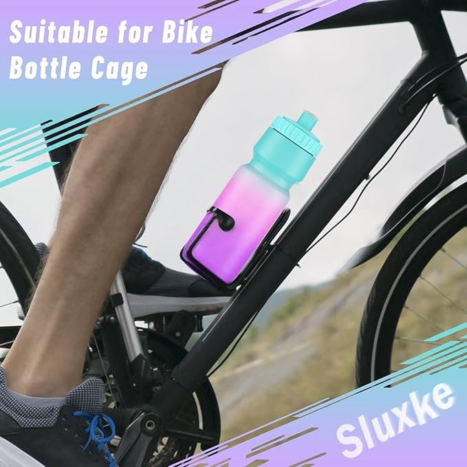 2 Pack Squeeze Water Bottles, 24oz Cycling Water Bottle, 720ml Bike Water Bottles BPA Free for cycling, Running, Hiking etc