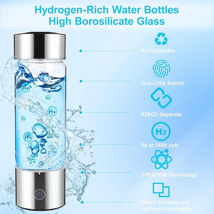 PYOF 2024 New Hydrogen Water Bottle, Hydrogen Water Bottle Generator Portable Rechargeable for Home Travel, Improve Water in 3Min Quick Electrolysis, SPE PEM Technology [Gifts for Love]