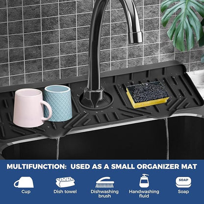 Silicone Sink Faucet Drying Mat Kitchen Sink Faucet Splash Guard Faucet Handle Drip Catcher Tray, Dish Sponge Holder Kitchen Sink Accessories Sink Protector Home Kitchen Organization Gadgets Organizer