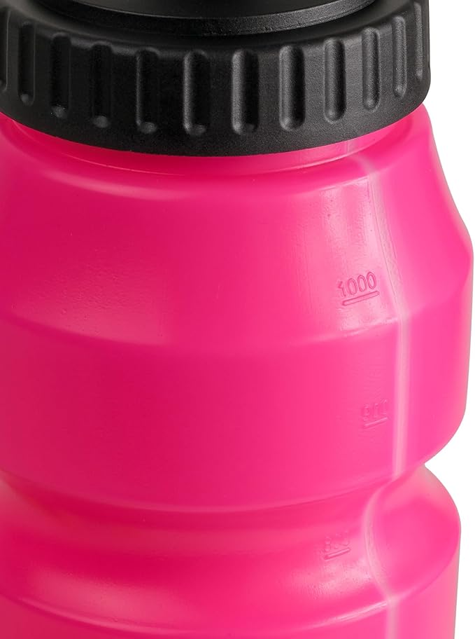 1 Liter Sports Water Bottle with Straw & Squeeze Lid, BPA Free, Leakproof, Great for Sports Requiring Helmets like Hockey Lacrosse Football Boxing (Pink)