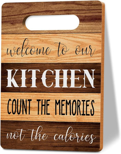 Welcome to Our Kitchen Wall Arts, Wood Cutting Boards for Kitchen, House Warming Gifts New Home, Kitchen Wall Art, Christmas Birthday Gifts for Women Mom Grandma 8 x 12 Inch