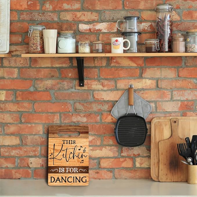 This Kitchen Is for Dancing Cutting Board Gifts, Wood Cutting Boards for Kitchen, House Warming Gifts New Home, Kitchen Wall Art, Christmas Birthday Gifts for Women Mom Grandma 8 x 12 Inch