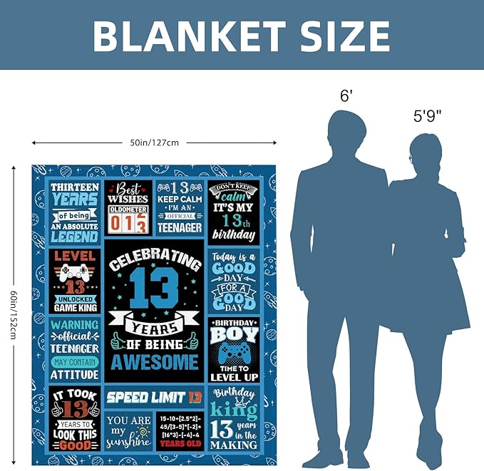 13 Year Old Boy Gifts Birthday Gifts for 13 Year Old Boys, Kids Blanket 80 x 60 Inches Warm Flannel Throw Blankets for Boys 13 Year Old Boy Birthday Gifts Ideas