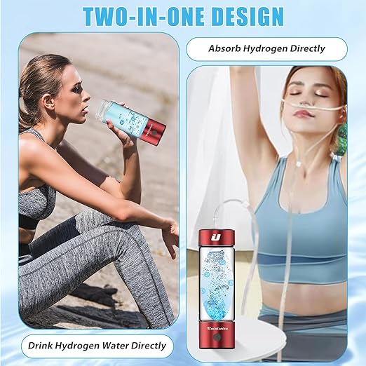 2in1 Hydrogen Water Bottle 2024, Hydrogen Water Generator with SPE PEM Technology Water ion, Hydrogen Dispenser Improves Water Drinking in 3 Minutes for Home, Office, Travel,USB-C Charging (red)