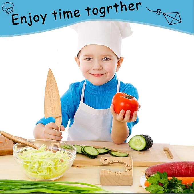 Wooden Kids Knife Set for Real Cooking,26PCS Kids Cooking Sets Real,Montessori Kitchen Tools and Toddler Knife Set,gift for children,Toddler Kitchen Tools for Real Cooking Experience