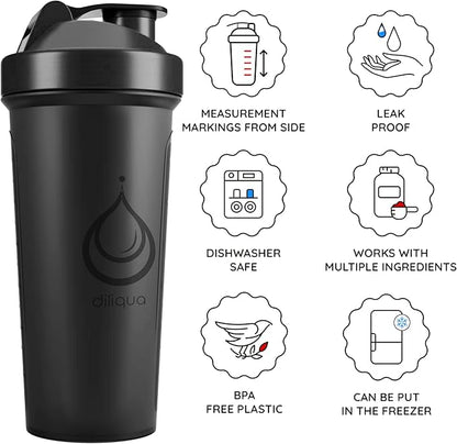 -6 PACK- Shaker Bottles for Protein Mixes | BPA-Free & Dishwasher Safe | 6 Large 24 oz protein shaker bottle | Shaker Cups for protein shakes | Blender Shaker Bottle Pack