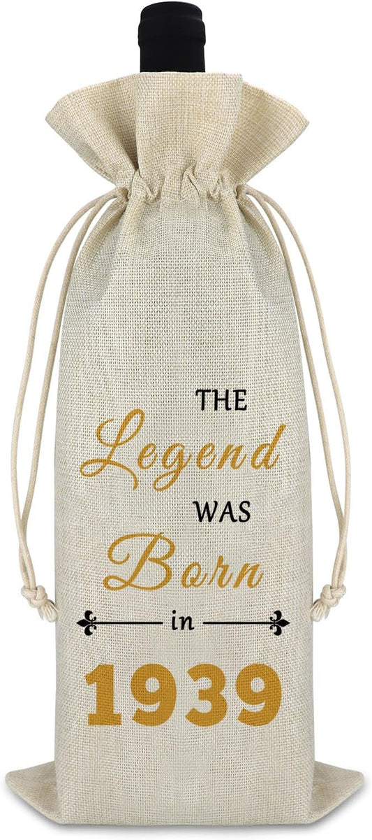 1939 85th Birthday Gift for Women Men Wine Bag 1939 Birthday Gift for Grandma Turning 85 Years Old Gift for Mom Aunt Wine Gift Bag Happy Birthday 85 Years Old Retirement Gift Drawstring Wine Wrap Bag