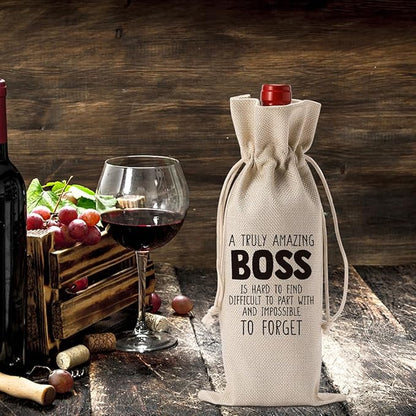 YUANHAO Boss Wine Bag Boss Day Gifts Boss Appreciation Gifts BossThank You Gifts from Employee Retirement Gifts for Boss A Truly Amazing Boss Wine Bag