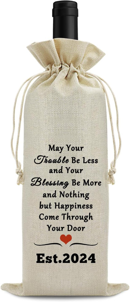 Blessing Housewarming Gift for New Homeowner Wine Gift Bag New Home Wine Bag For Friends Perfect Gifts for New Homeowners Realtor Gift to Clients Wine Bottle Cover Bag Housewarming Party Decorations