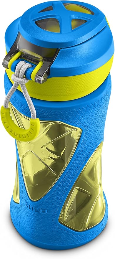 ZULU Torque 16oz Plastic Kids Water Bottle with Silicone Sleeve and Leak