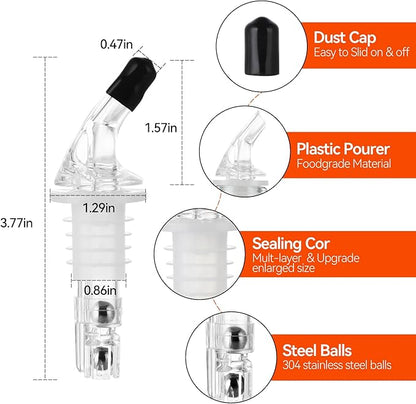 Automatic Measured Bottle Pourer - Quick Shot Spirit Measure Pourers with Dust Caps for Tequila Cocktail Home Bar Tools 1oz/30ml(Clear No-Collar, 4 Pack)