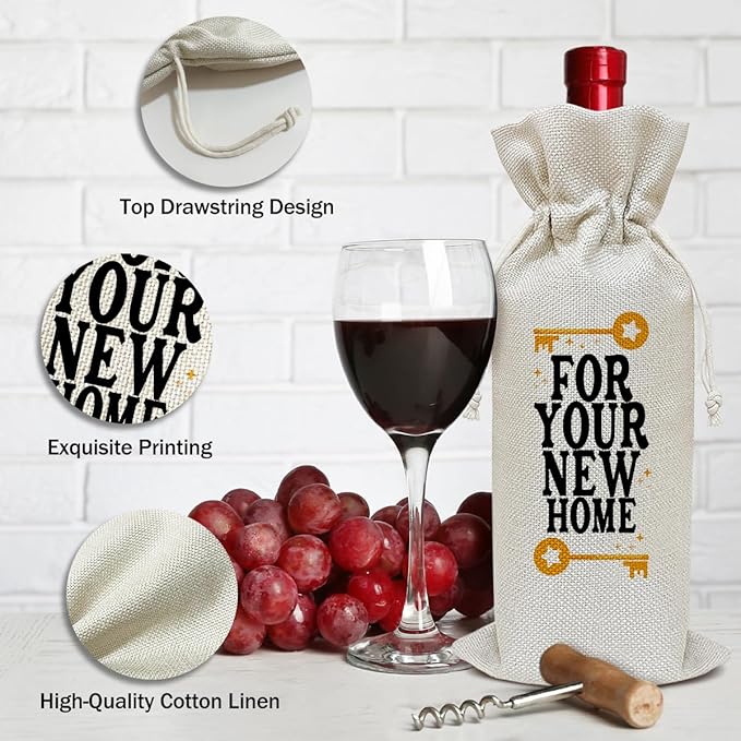 New Home Wine Bag, Housewarming Gift for Friends Family Member Coworker Sister Bestie, Wine Bag Party Favor Wine Champagne Gift Bag With Drawstring -28