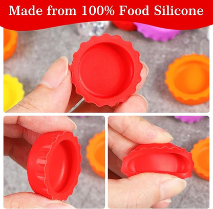 12 Pack Bottle Caps Silicone Rubber Bottle Covers Bpa-Free Reusable Beer Fizz Lids Soda Bottle Stopper for Beverages, Leak-Proof Design, Perfect for Picnics, Beach Parties, And Kitchen Use