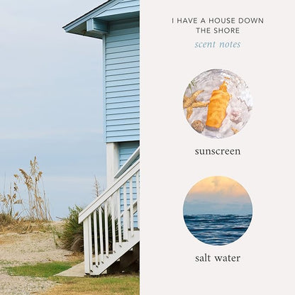 NJ Inspired Scented Candle: I Have a House Down The Shore - Sunscreen & Saltwater Scented, 9oz, 50 Hour Burn, Vegan Soy & Coconut Blend Candle for Home Decor, Gift for Women & Men