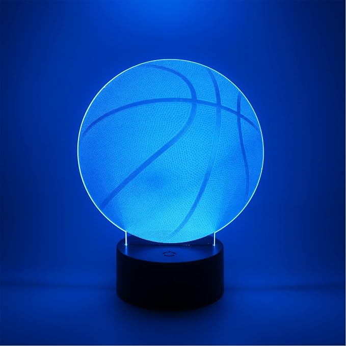 3D Optical Illusion Night Light Bedroom Home Office Decoration 7 Colors Changing Touch Control Birthday Christmas Gifts (Basketball Shape)