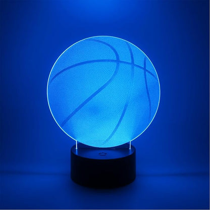 3D Optical Illusion Night Light Bedroom Home Office Decoration 7 Colors Changing Touch Control Birthday Christmas Gifts (Basketball Shape)