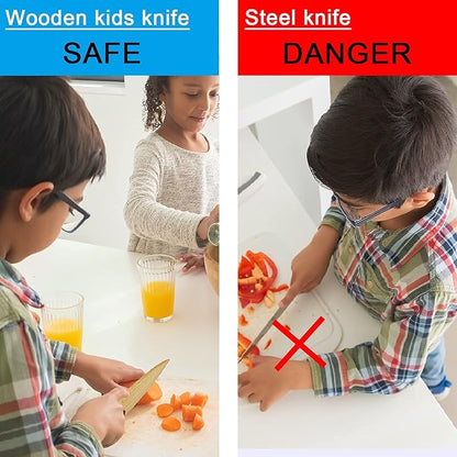 Wooden Kids Knife for Cooking, Montessori Toddler Knife, Kids Junior Cooking Utensils Ages 5-8, Kids Kitchen Tool for Real Cooking, Perfect Gifts for Kids