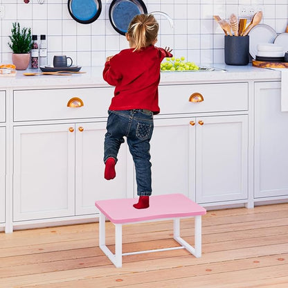 Wooden Step Stool,Bed Step Stool for Adult，Wood One Step Stool for Kitchen, Bedroom, Living Room, Bathroom Hold up to 500lbs