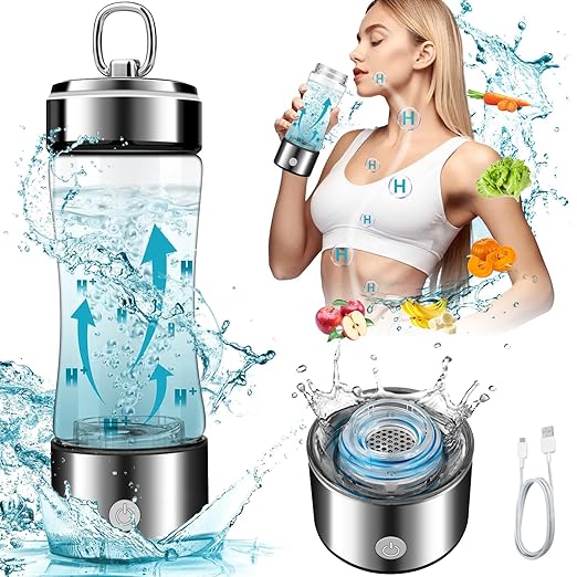 MGahyi Hydrogen Water Bottle,2024 New Hydrogen Water Bottle Generator with SPE PEM Technology Water Ionizer, Rechargeable Hydrogen Water Machine Improve Water in 3 Minutes for Home,Office（Silver）