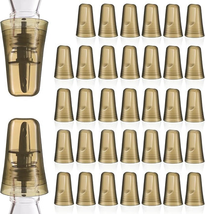 Chengu 36 Pieces Pour Spout Covers Translucent Liquor Pourer Covers Universal Bottle Pour Dispenser Liquor Bottle Covers Liquor Bottle Covers Bottle Cover Dust for Home Kitchen Supplies (Champagne)