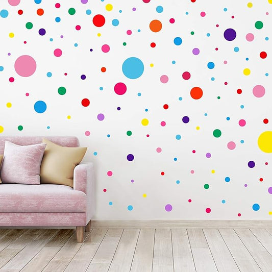 Zonon 264 Pieces Polka Dots Sticker Circle Wall Decal for Bedroom, Playroom Decor Removable Vinyl Stickers Dots Wall Decals(12 Colors)