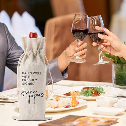 YUANHAO Divorce Wine Bag, Divorce Gifts for Women Men, Breakup Gifts for Women, Divorce Party Decorations for Women, Pairs Well With Freshly Signed Divorce Papers Wine Bag