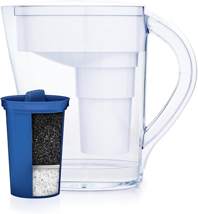 Santevia MINA Alkaline Water Filter Pitcher | Water Filtration System | Chlorine and Lead Filter | Water Purifier Pitcher | Home Water Filtration Pitcher | 9-Cup at Home Water Filter | Made in Canada