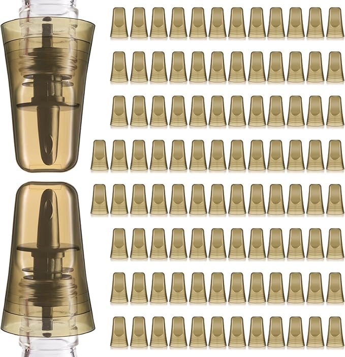 Chengu 100 Pieces Pour Spout Covers Translucent Liquor Pourer Covers Universal Bottle Pour Dispenser Liquor Bottle Covers Liquor Bottle Covers Bottle Cover Dust for Home Kitchen Supplies (Champagne)