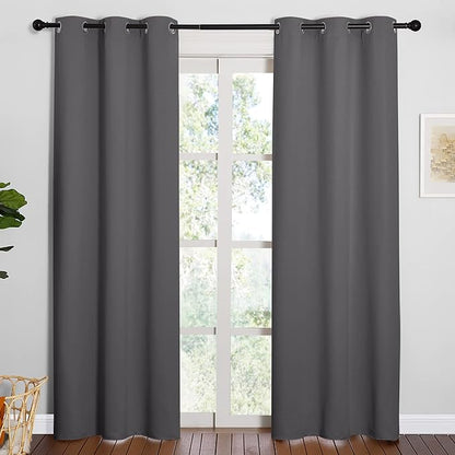 NICETOWN Noise Reducing Blackout Curtains 84" Long for Bedroom, Grey, 42" Wide, 2 Panels, Thermal Insulated Room Darkening Drapes for Home Family Decorations