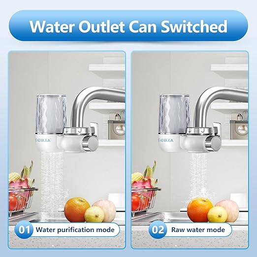 Water Filter for Sink, Faucet Mount Water Filtration System, for Kitchen, Bathroom, Reduces Lead, Chlorine, Bad Taste, Fits Standard Faucets