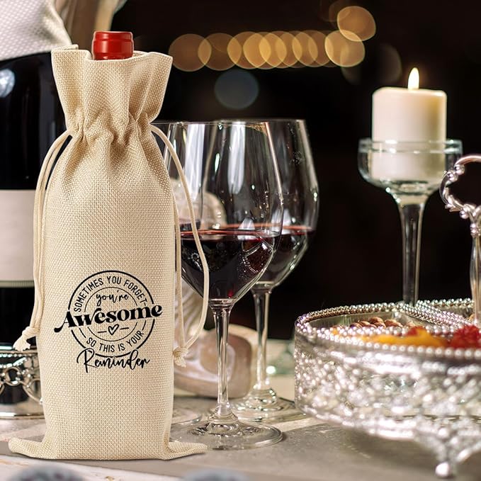 YUANHAO Best Friends Wine Bag, Friendship Gifts for Bestie Friends, Thanksgiving Christmas Appreciation Gifts for Coworker, Sometimes You Forget You're Awesome Wine Bag