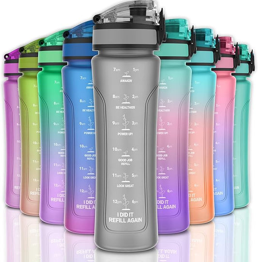 15oz Kids Sports Water Bottles for School with Spout Lid (Grey)