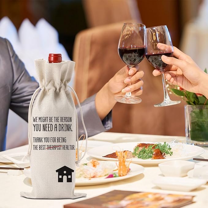 YUANHAO Realtor Wine Bag Thank You Gifts for Realtor Appreciation Gifts for Realtor Real Estate Agent Wine Bag Gifts for Realtors at Closing