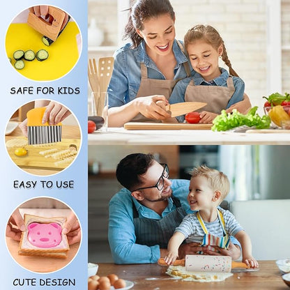 Wooden Kids Knife Set for Real Cooking,26PCS Kids Cooking Sets Real,Montessori Kitchen Tools and Toddler Knife Set,gift for children,Toddler Kitchen Tools for Real Cooking Experience