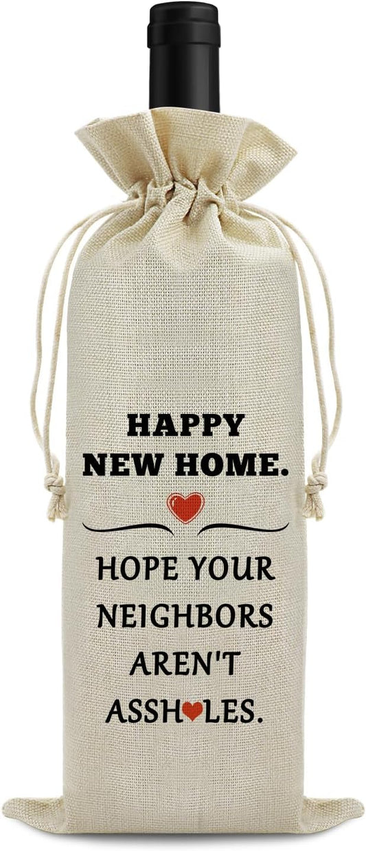 New House Gift Wine Bag Housewarming Gifts for Women Men First Time House Warming Gift New Home Owner Gift Realtor Gift to Clients Wine Bottle Cover Bag Housewarming Party Decorations Wine Gift Bag