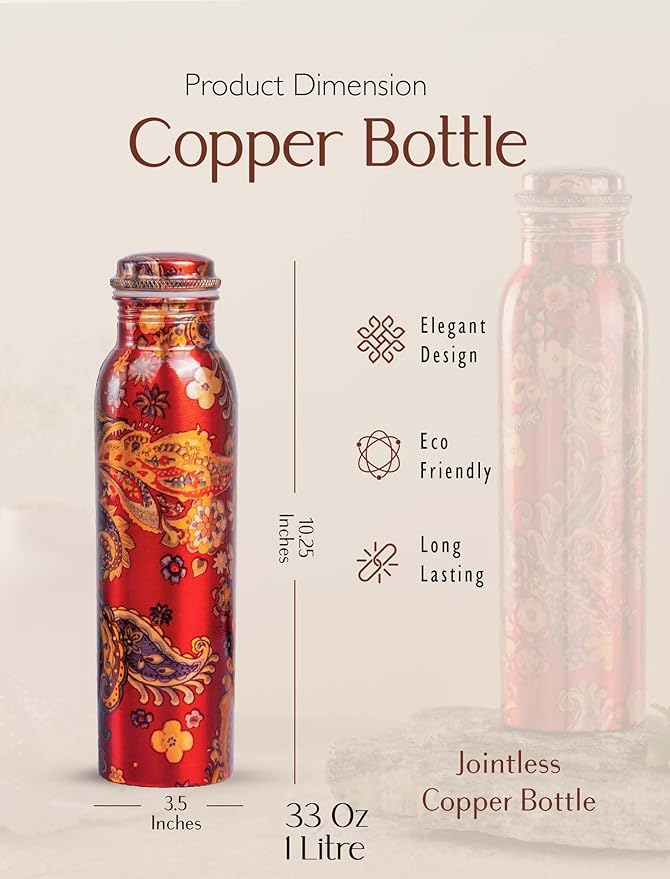 1l Water Bottles - 100% Copper Water Bottle - Copper Water Bottle Ayurvedic, Water Bottles, Adult Water Bottle, Copper Water Bottles, Copper Bottle For Drinking Water, Copper Thermos Water Bottle