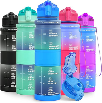 ZORRI 14/17/ 24/32 OZ Water Bottles, BPA Free Tritan Lightweight Leak Proof Sport Bottle with Brush, Lock Feature, Track Marker, and Flip Lid for Kids School, Fitness, Office, Sports & Outdoors