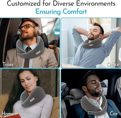 Memory Foam Travel Neck Pillow, 360° Ergonomic Design, Comfortable and Portable, Adjustable Washable Cover, Includes 3D Eye Mask, Earplugs, for Airplane, Car, Office, Home