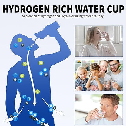 2in1 Hydrogen Water Bottle - 2024 New Portable 6000+ PPBHydrogen Water Ionizer Machine for Home Office Travel - Hydrogen Water Generator Glass Health Cup - Hydrogen Water Machine