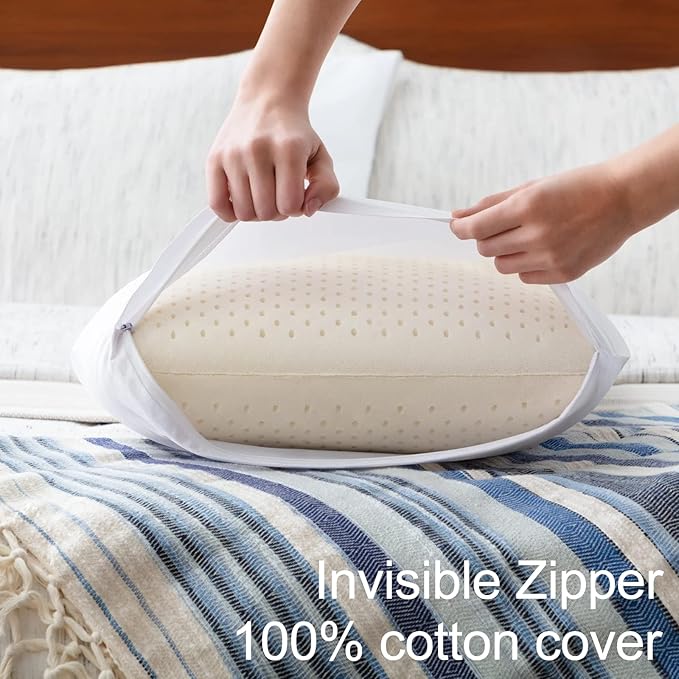 100% Talalay Latex Pillow, Extra Soft Standard Size Latex Pillow for Sleeping, Bed Pillow for Back, Side and Stomach Sleepers, Helps Relieve Shoulder and Neck Pain (High Profile)