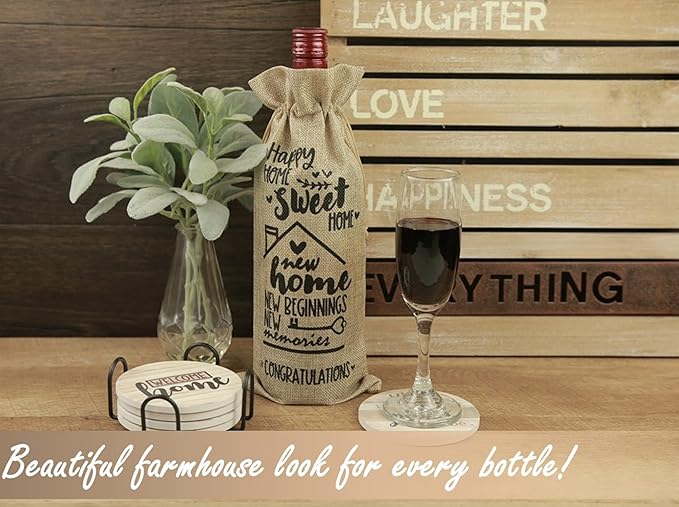 PANCHH Wine Bag for Wine Bottle Housewarming Gifts Present for Women, Cute Housewarming Party Gift Idea for New Home House -Perfect Realtor House Warming Closing Gift for Client or New Home Owner