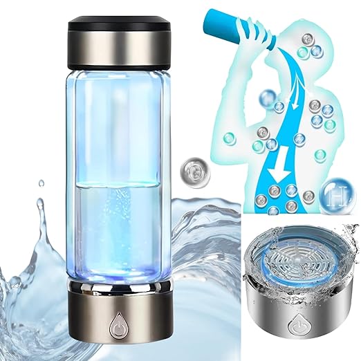 2 Layer Level Up Dydrogen Water Bottle 3Min Quick Electrolysis Hydrogen Water Bottle Generator with SPE PEM Technology Portable Ion Bottles Hydrogen Water Ionizer for Daily Drinking