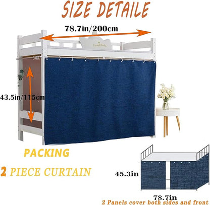 Dorm Home Solid Thicken Bunk Blackout Bed Curtains Cloth Bed Canopy Students Single Sleeper，2panel