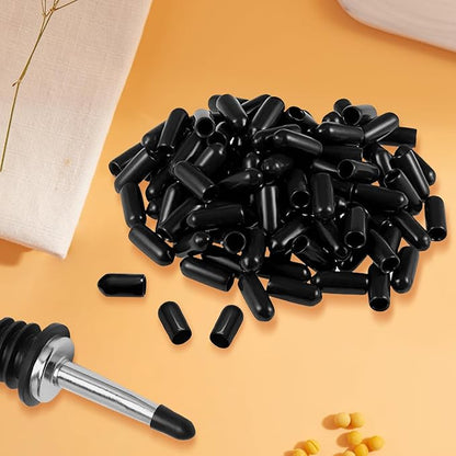 180Pcs Round Rubber End Caps 0.28" / 7mm ID Vinyl Tube Bolt Cap Cover Screw Thread Protectors for Metal Tubing Rod Bolt,Liquor Bottle Covers,Oil Bottle Caps,Spout Covers,Pourers Dust Covers Black