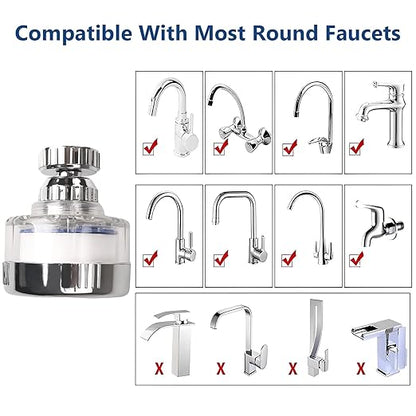 15Pcs Sink Water Filter Faucetz,360° Rotating Fauc Filters Purifier Kitchen Tap Filtration Removes Chlorine Fluoride Heavy Metals Hard Water,Bathroom Faucet Filter for Home & Kitchen