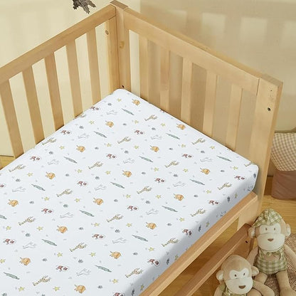 100% Cotton Muslin crib sheets for Boys and Toddler, Soft and Breathable, crib sheets girl Snug Fit, Machine Washable, Multiple Colors, Animal Muslin Size 28"x52"x9"