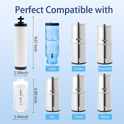 【Upgraded】Renami Ceramic Filter & Fluoride Filter Replacement for Berkey® BB9-2 Black Filters & PF-2 Fluoride Filters, Compatible with Berkey® Gravity Water Filter System, Combo Pack